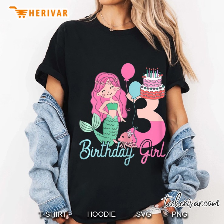 3 Years Old Birthday Girl Gifts Mermaid 3Rd Birthday Hoodie