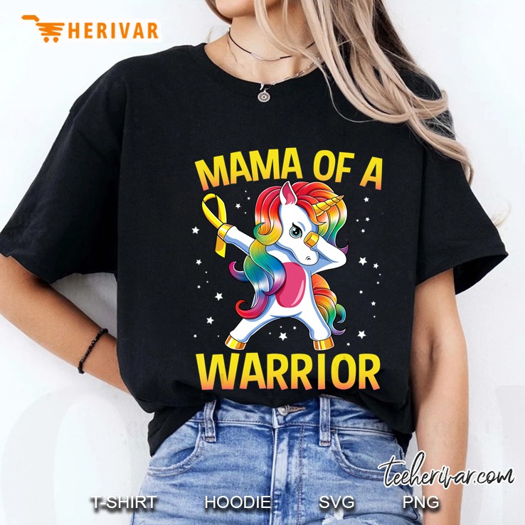 Mama Of A Warrior Childhood Cancer Awareness Unicorn Gift Ladies Tee