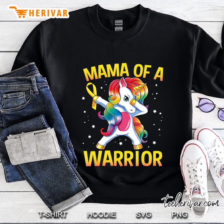 Mama Of A Warrior Childhood Cancer Awareness Unicorn Gift Sweatshirt