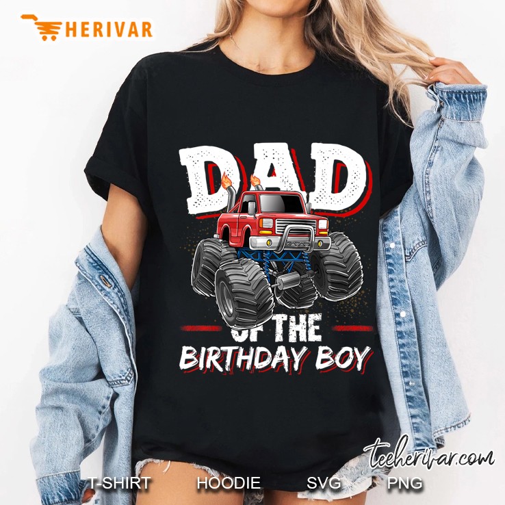 Mens Dad Of The Birthday Boy Monster Truck Birthday Novelty Gift Hoodie