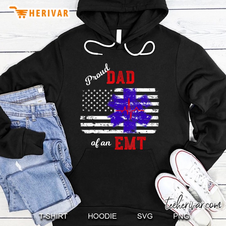 Mens Proud Dad Of An Emt Distressed Flag Paramedic Emt Mugs