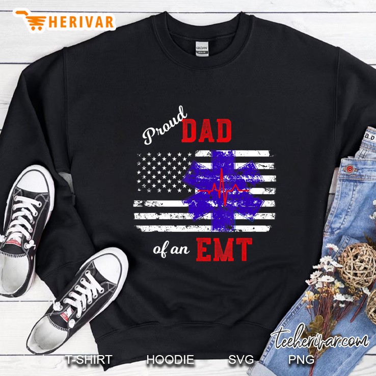 Mens Proud Dad Of An Emt Distressed Flag Paramedic Emt Mugs