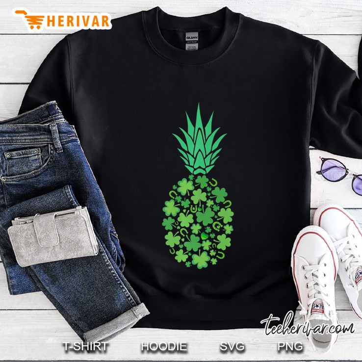Mens St Patricks Day Hawaiian Pineapple Lucky Shamrock Horseshoe Premium Sweatshirt