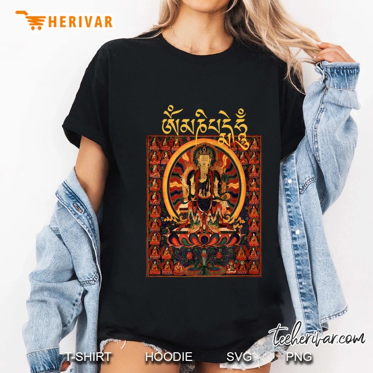 Om Mani Padme Hum Tibet Dalai Lama Avalokitesvara Buddhist Ladies Tee