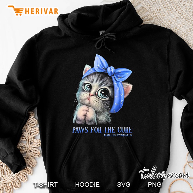 Paws For The Cure Diabetes Awareness Cute Cat Hoodie