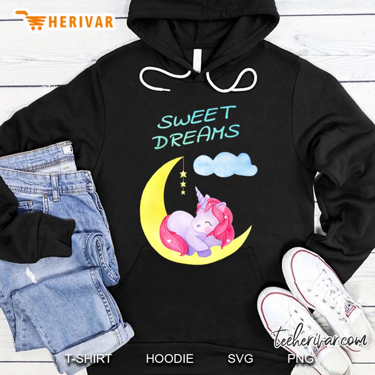 Sweet Dreams Sleeping Unicorn Quote Pajamas For Bedtime Hoodie