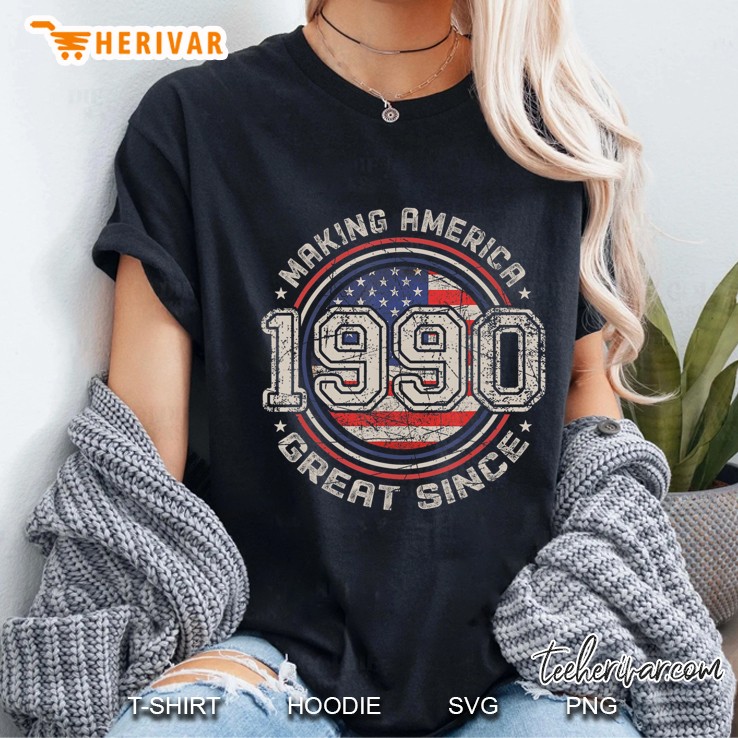 Vintage 30Th Birthday Gift Making America Great Since 1990 Ladies Tee