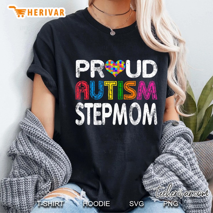 Vintage Proud Stepmom Autism Awareness Family Matching Gift Hoodie