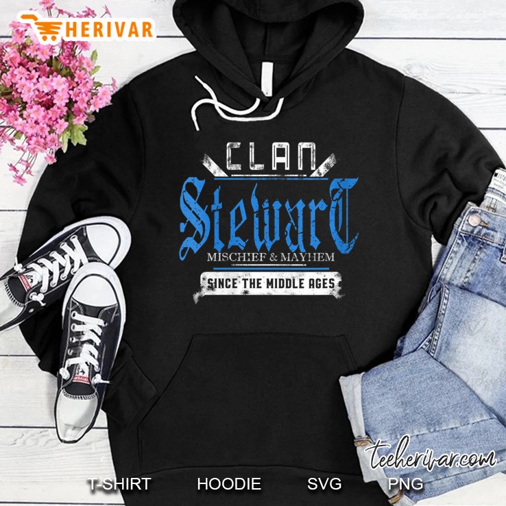 Womens Clan Stewart Mischief And Mayhem Since The Middle Ages V-Neck Hoodie