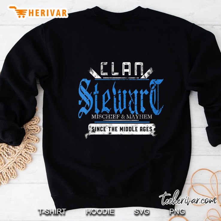 Womens Clan Stewart Mischief And Mayhem Since The Middle Ages V-Neck Sweatshirt