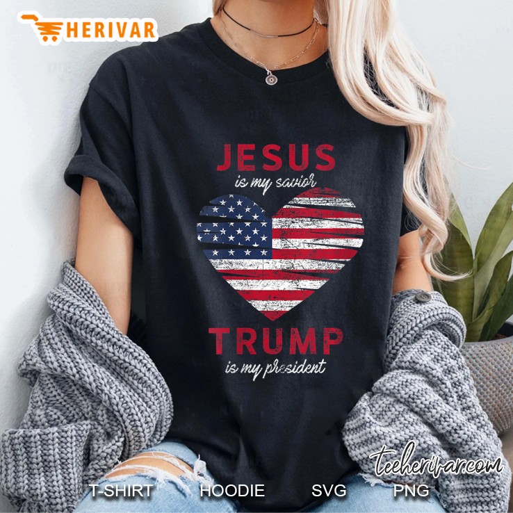 Womens Jesus Is My Savior Trump Is My President - Donald Trump V-Neck Ladies Tee