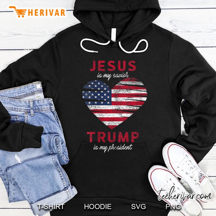 Womens Jesus Is My Savior Trump Is My President - Donald Trump V-Neck Hoodie