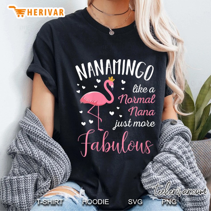 Womens Nanamingo Pink Flamingo Nana Funny Mothers Day Gift V-Neck Hoodie