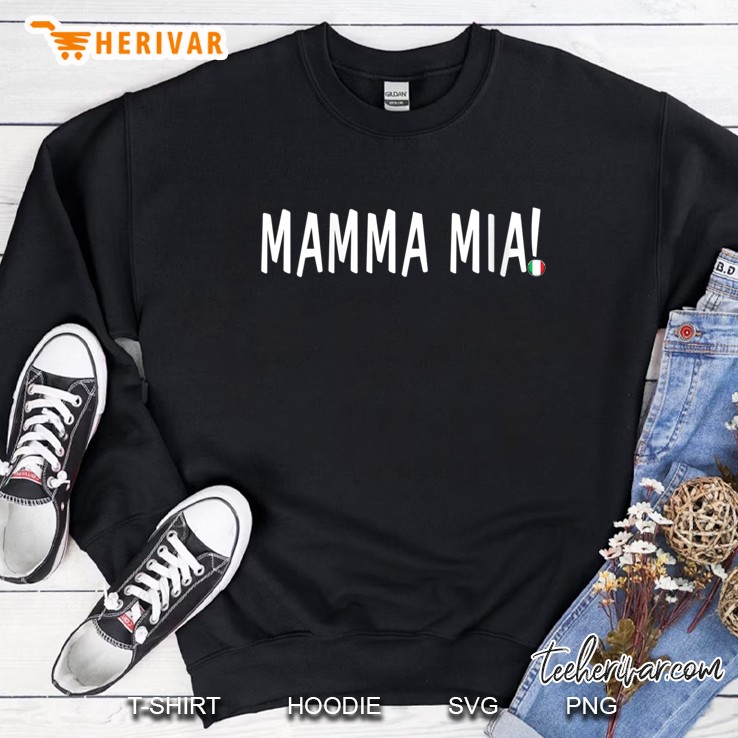 Womens Novelty Gift Italian Mamma Mia Saying Tee V-Neck Sweatshirt