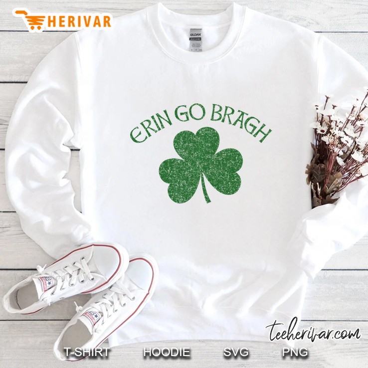 Erin Go Bragh Shamrock Distressed Dark Green Print Pullover Mugs