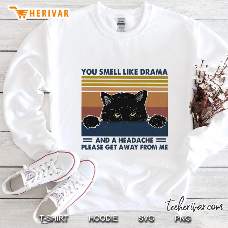 You Smell Like Drama And A Headache Please Get Away From Me Black Cat Vintage Version Mugs