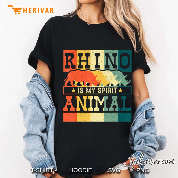 Retro Style Lover - Rhino Is My Spirit Animal Hoodie