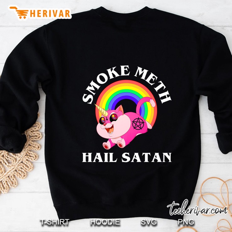 Smoke Meth Hail Satan, Funny Atheist Cat Premium Sweatshirt