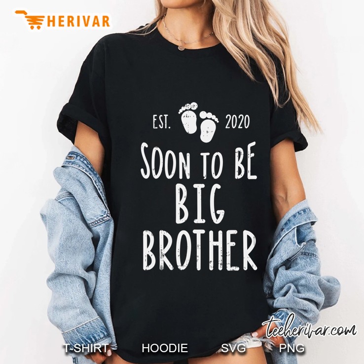 Soon To Be Big Brother Est 2020 Foot Print Pregnancy Gift Ladies Tee