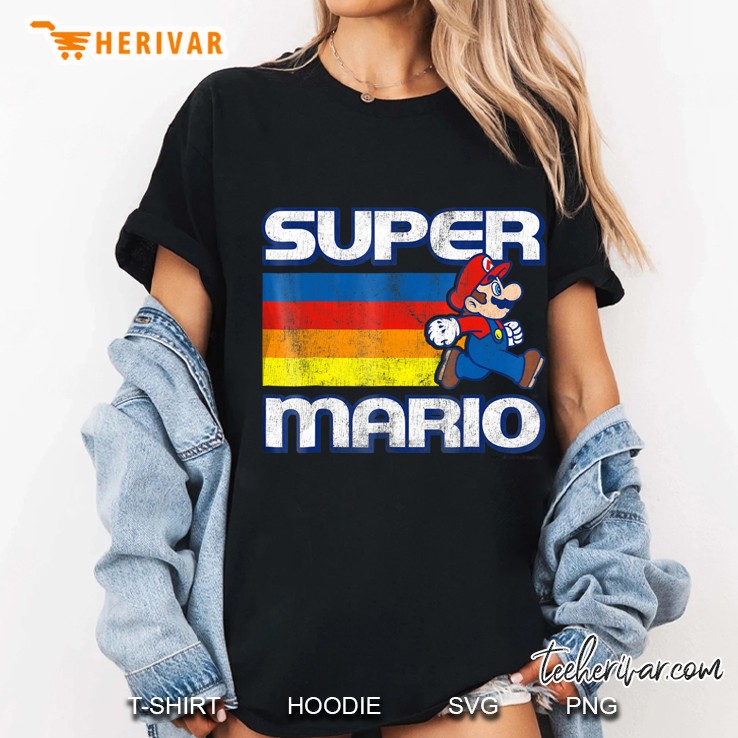 Super Mario Vintage Rainbow Run Portrait Graphic Ladies Tee