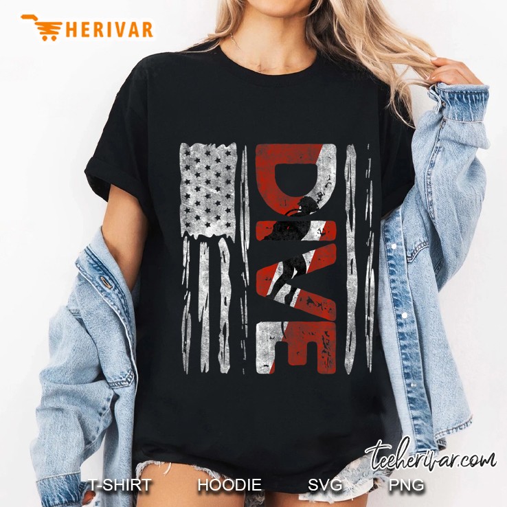 Vintage American Us Flag Dive Diving Divers Vacation Tshirt Premium Ladies Tee