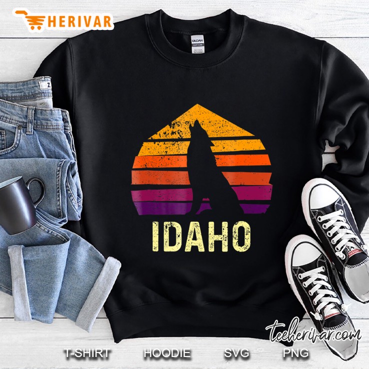 Vintage Retro Id, Idaho Wolves Outdoor Adventure Sweatshirt