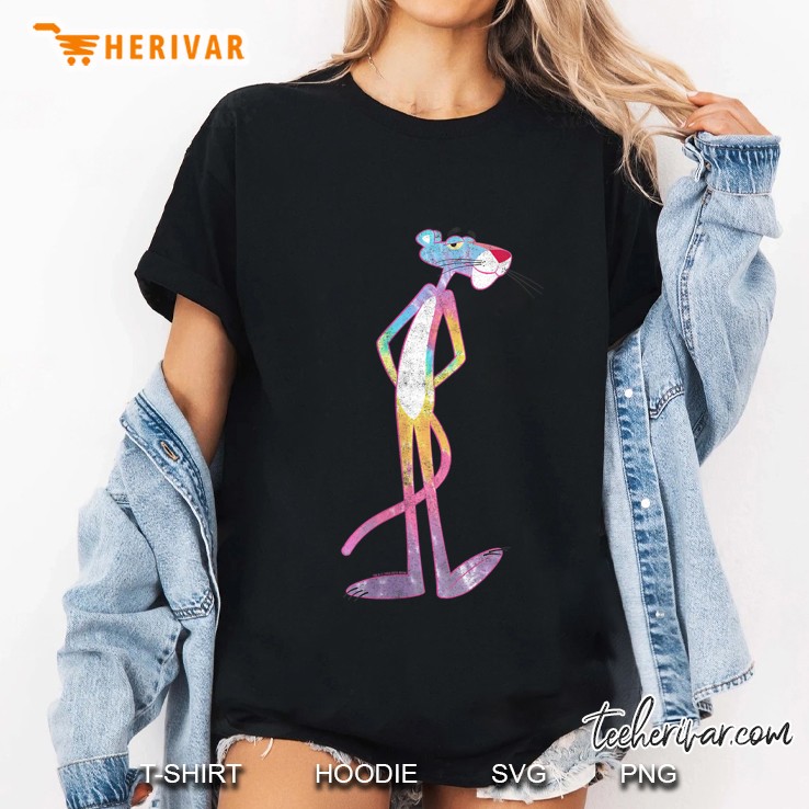 Womens Pink Panther Tie Dye Panther Portrait V-Neck Ladies Tee