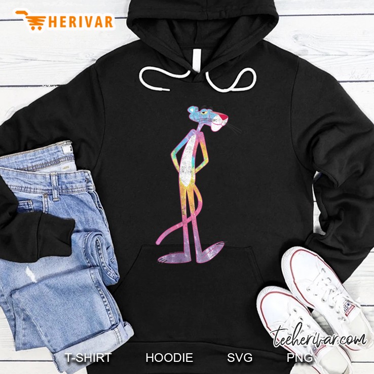 Womens Pink Panther Tie Dye Panther Portrait V-Neck Hoodie