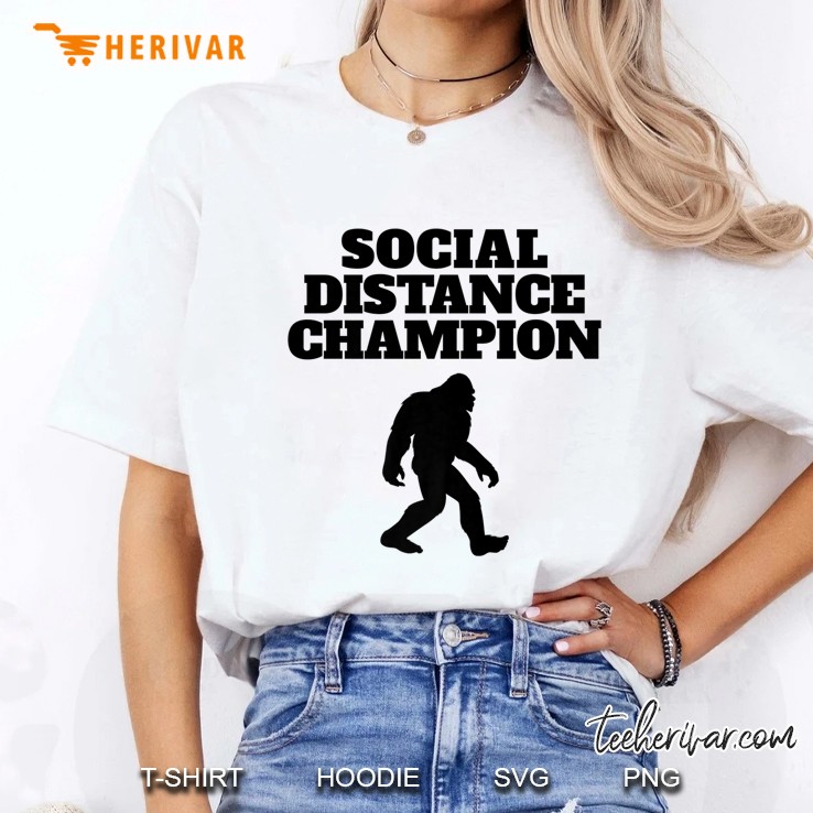 Bigfoot Social Distance Champion Funny Bigfoot Premium Hoodie