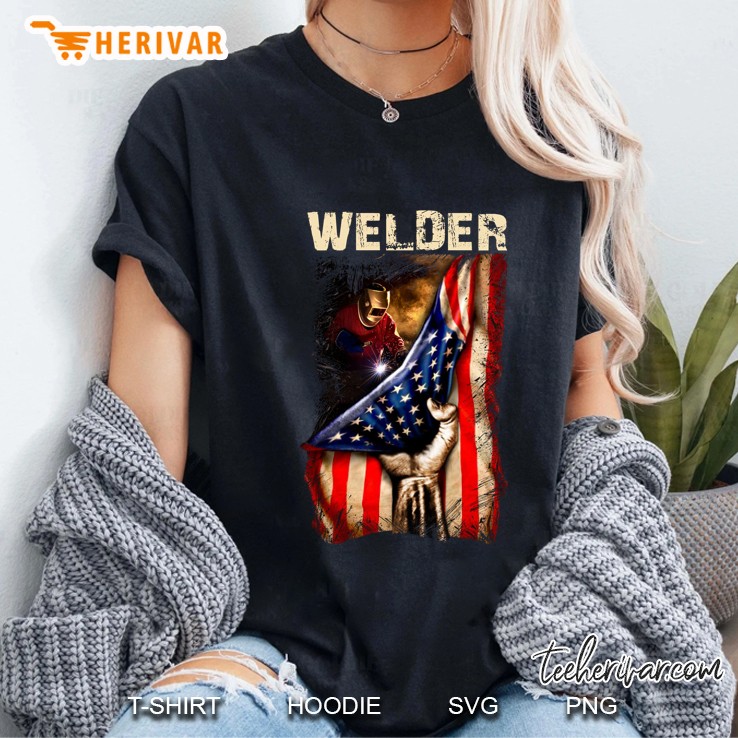 American Welder American Flag Ladies Tee