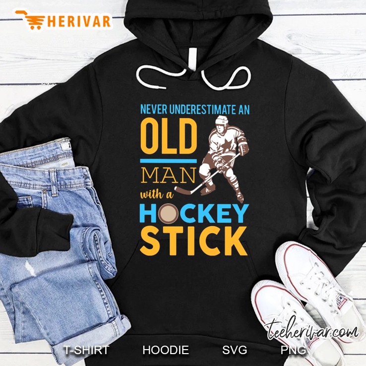 Never Underestimate An Old Man With A Hockey Stick Mugs