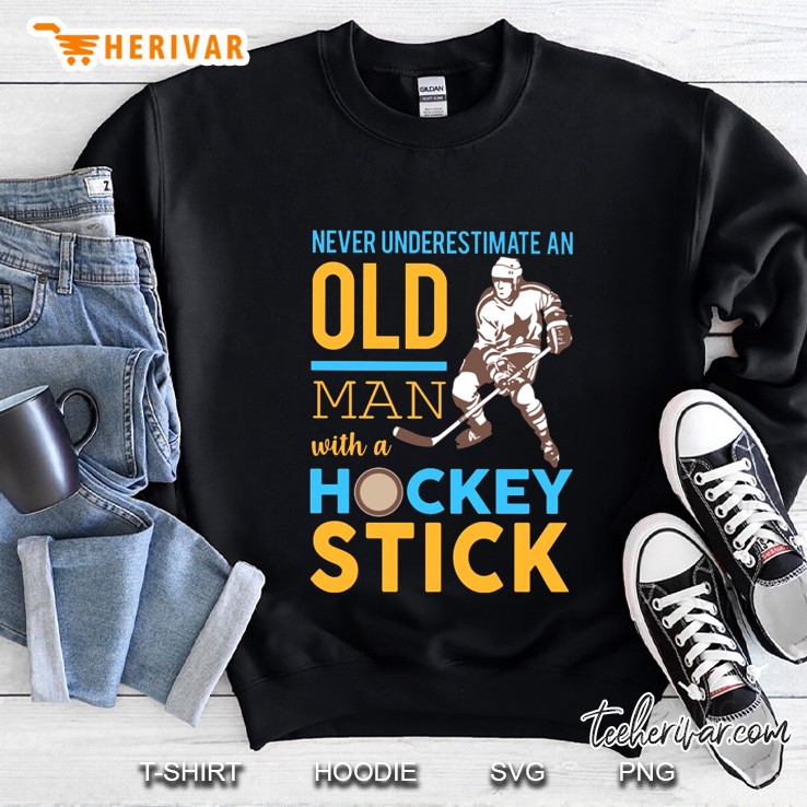 Never Underestimate An Old Man With A Hockey Stick Mugs