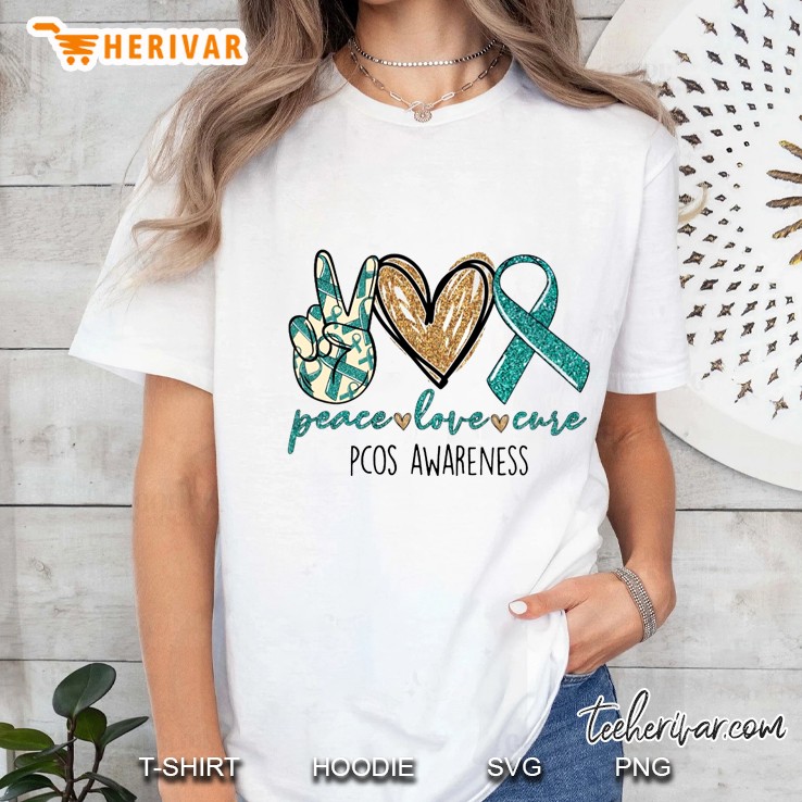 Peace Love Cure Pcos Awareness Hoodie