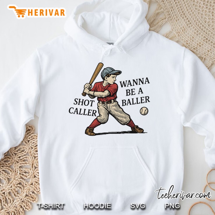 Funny Retro Wanna Be A Baller Shot Caller Mama Mom Baseball Hoodie