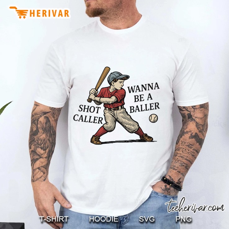 Funny Retro Wanna Be A Baller Shot Caller Mama Mom Baseball Men T Shirt