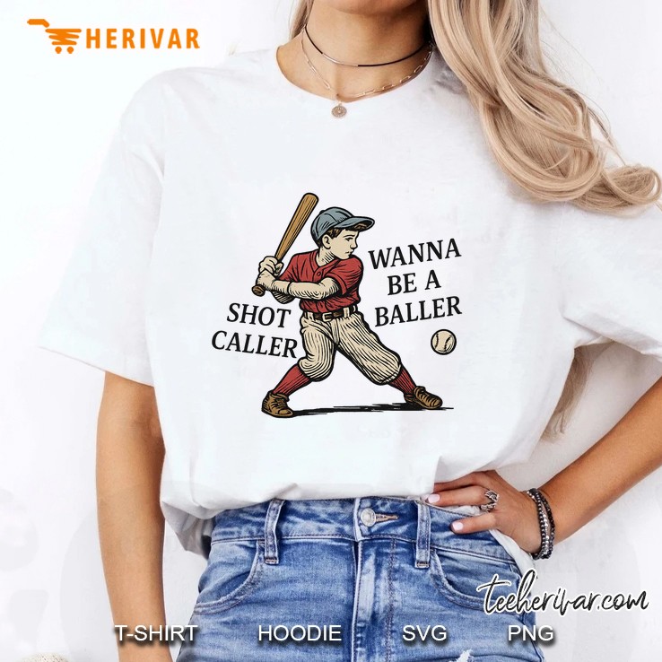Funny Retro Wanna Be A Baller Shot Caller Mama Mom Baseball Women T Shirt