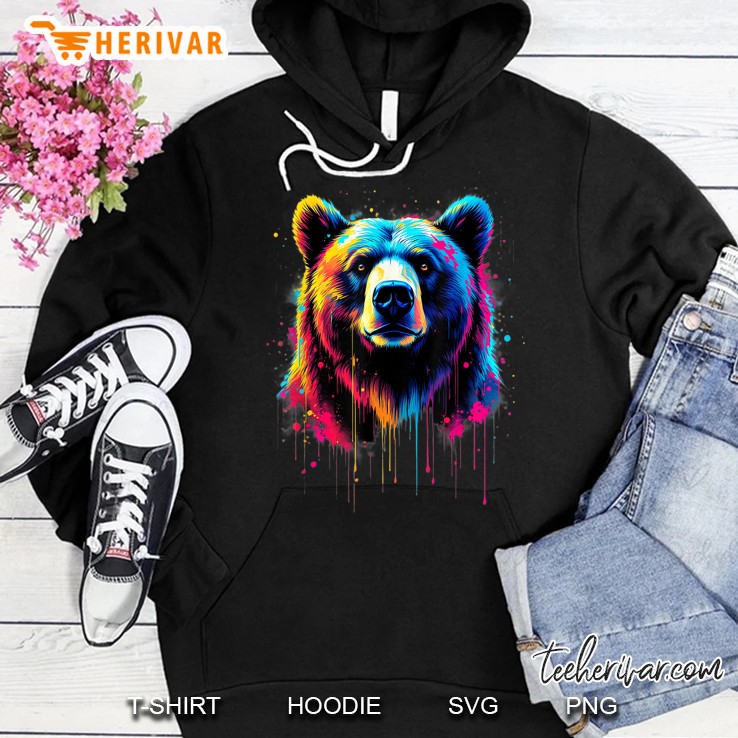 Beautiful Bear Lovers Colorful Pop Art Grizzly Bear Hoodie