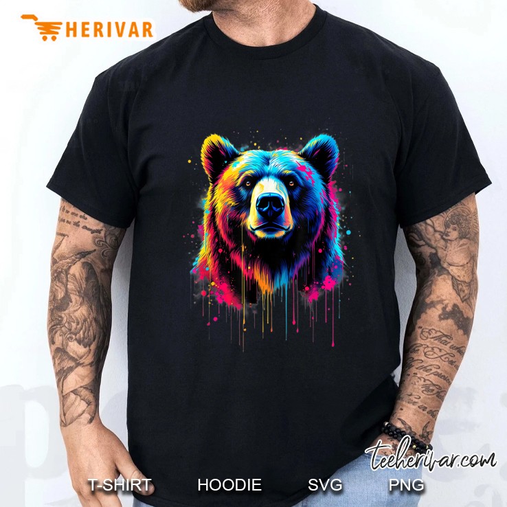 Beautiful Bear Lovers Colorful Pop Art Grizzly Bear Men T Shirt