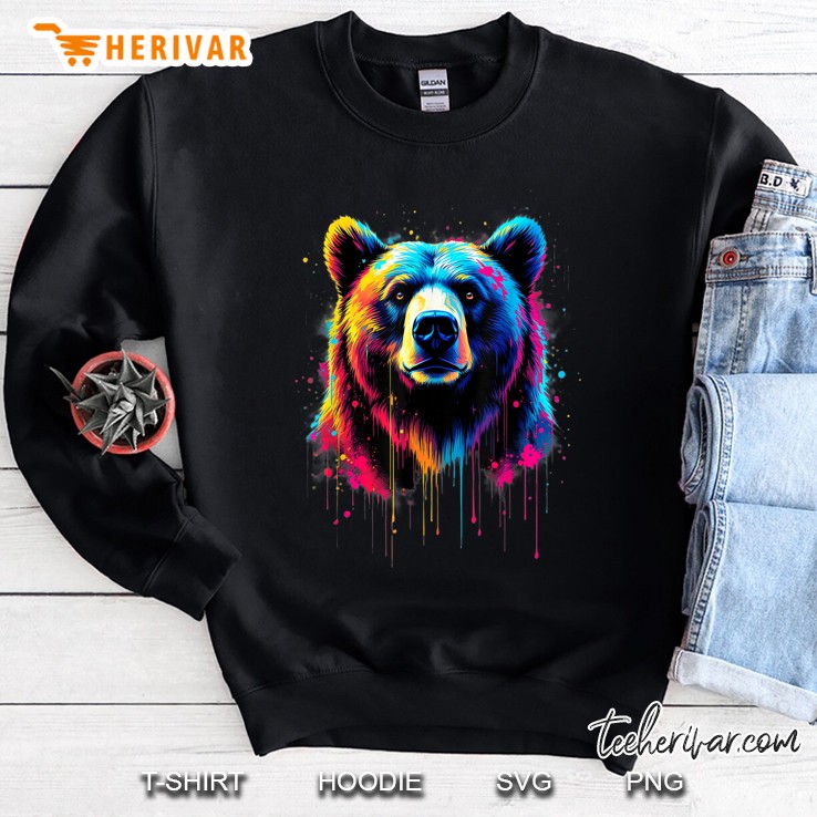 Beautiful Bear Lovers Colorful Pop Art Grizzly Bear Sweatshirt