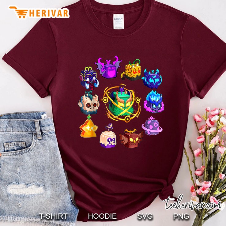 Blox Fruit Round Of Mythicales For Birthday Maroon T Shirt