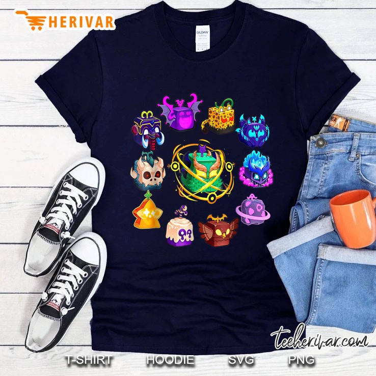 Blox Fruit Round Of Mythicales For Birthday Navy T Shirt