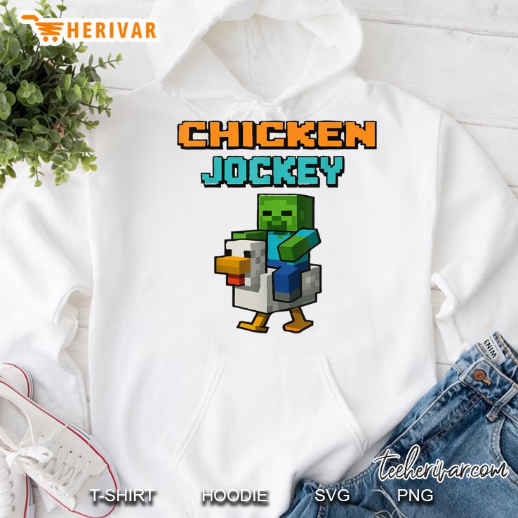 Chicken Jockey Zombie Pixel Art Zombie Gamer Funny Hoodie