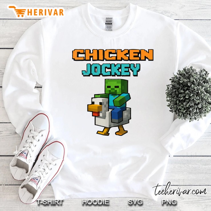 Chicken Jockey Zombie Pixel Art Zombie Gamer Funny Sweatshirt