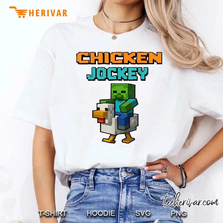 Chicken Jockey Zombie Pixel Art Zombie Gamer Funny Women T Shirt