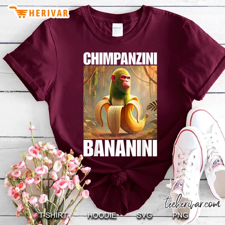 Chimpanzini Bananini Italian Brainrot Meme Maroon T Shirt