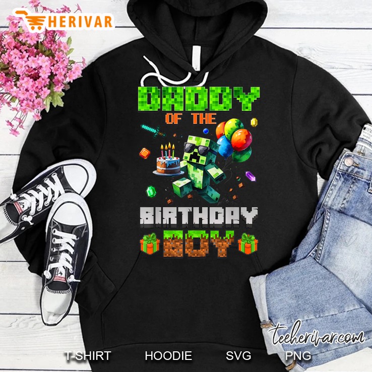 Daddy Of The Birthday Boy Party Video Gamer Pixel Number Hoodie
