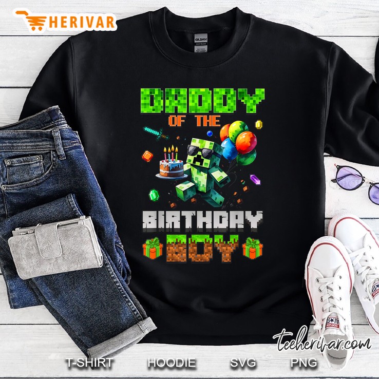 Daddy Of The Birthday Boy Party Video Gamer Pixel Number Sweatshirt