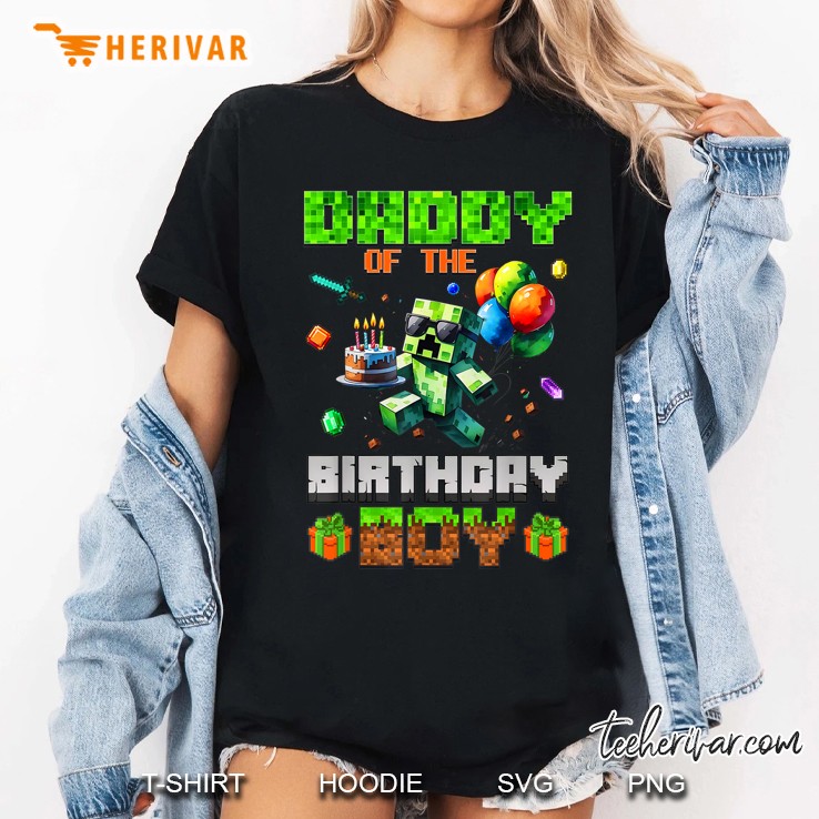 Daddy Of The Birthday Boy Party Video Gamer Pixel Number Women T Shirt