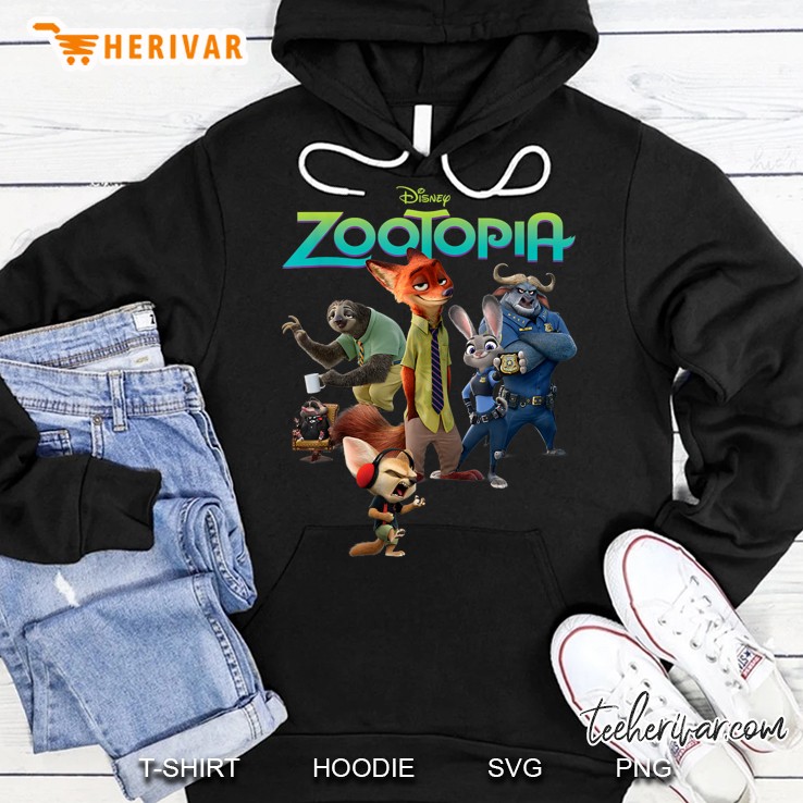 Disney Zootopia Character Group And Logo Hoodie