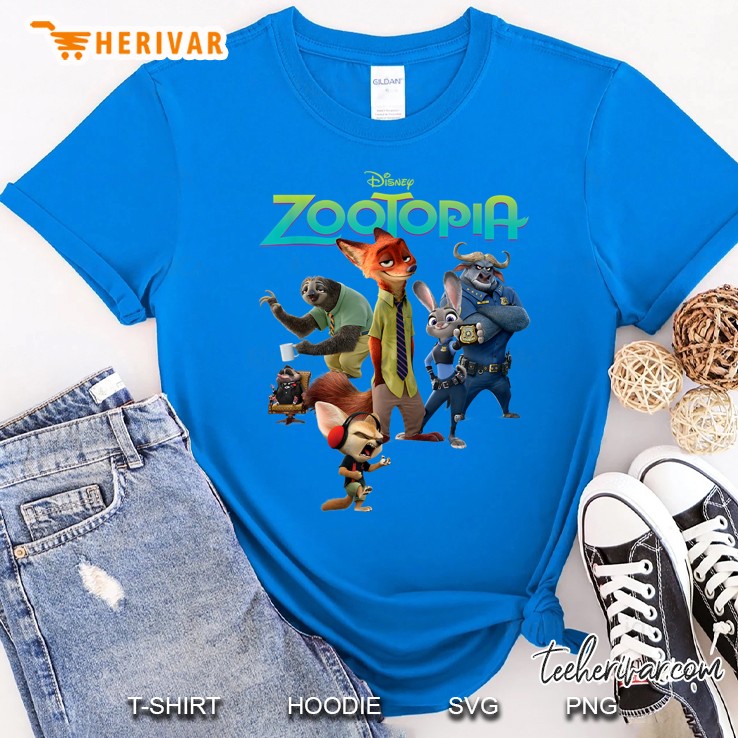 Disney Zootopia Character Group And Logo Royal T Shirt